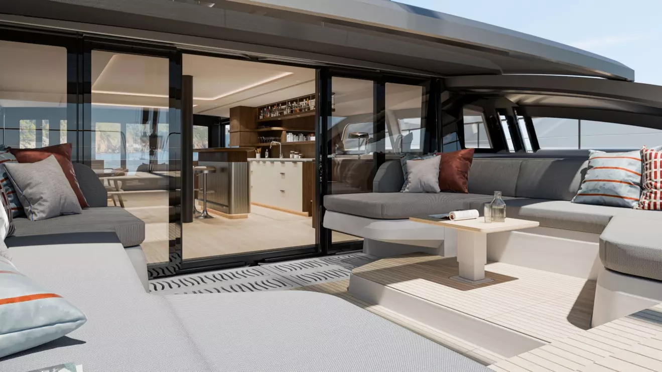 The forward lounge of the Bali 7.0