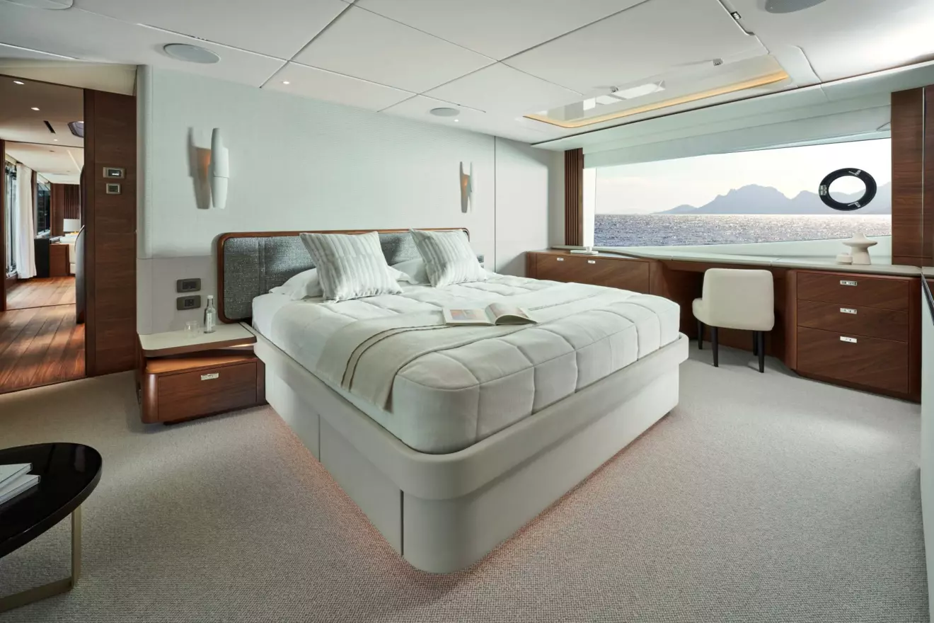Main deck master suite on the Princess Y95