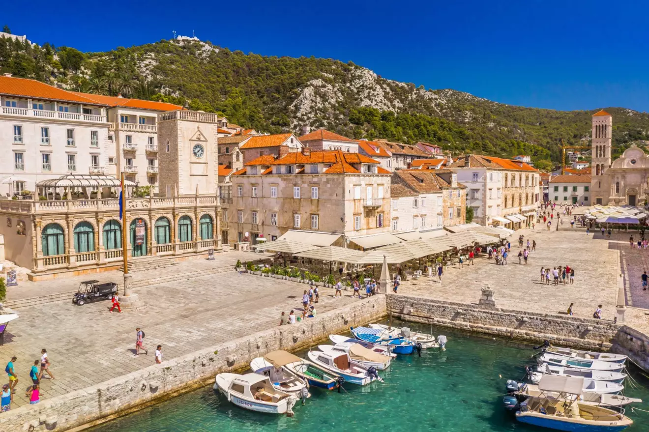 Pjaca, the historic main square of Hvar Town surrounded by Renaissance architecture