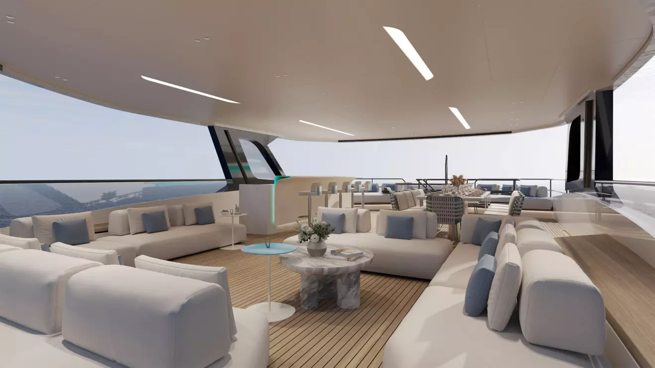 Bering 110 upper deck lounge
