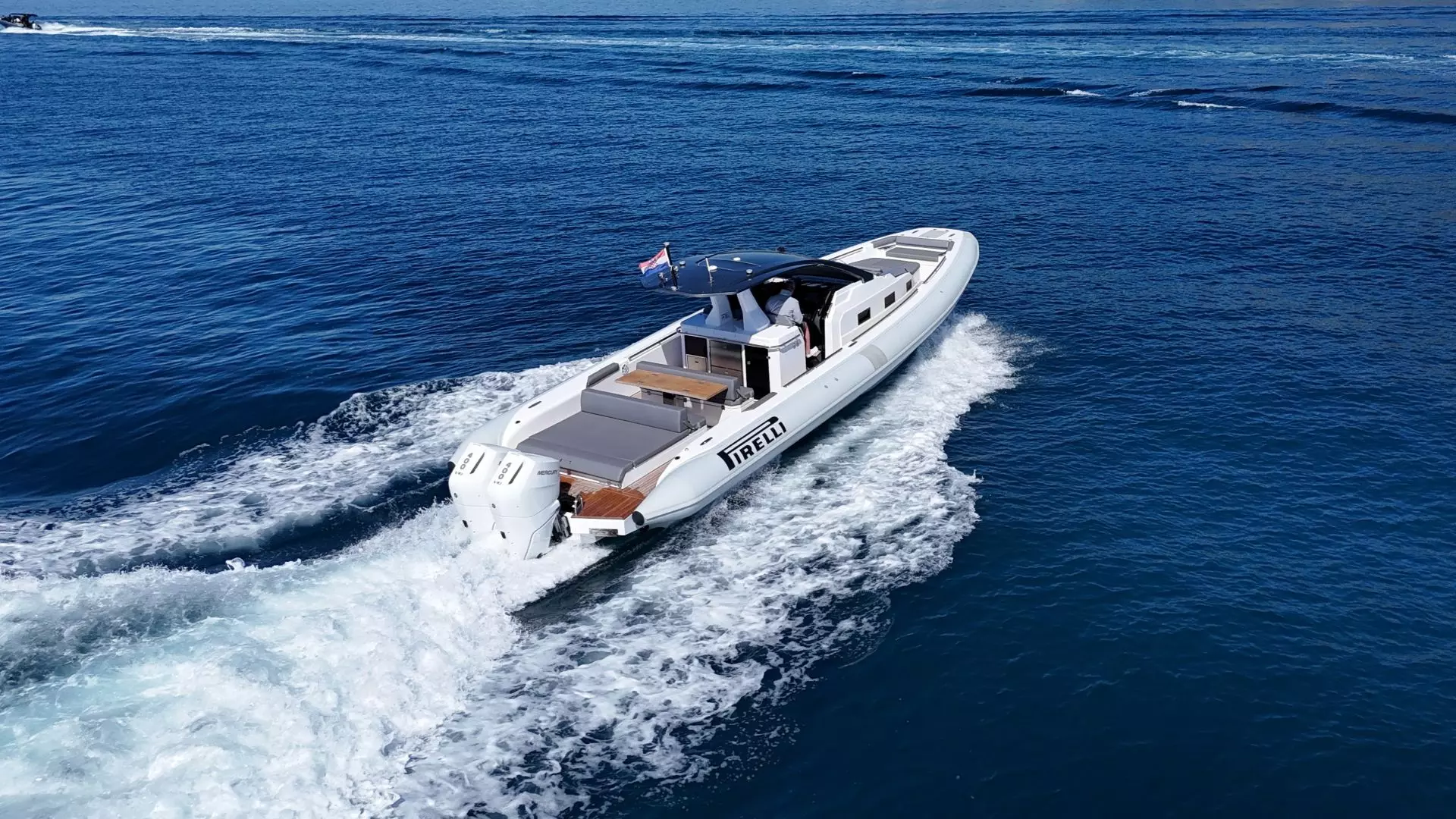 Pirelli 42 luxury maxi RIB underway on the water