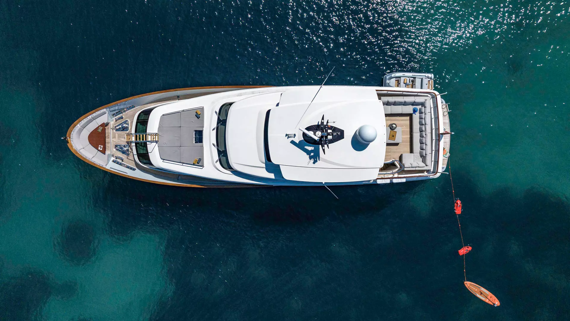 View from top of luxury yacht