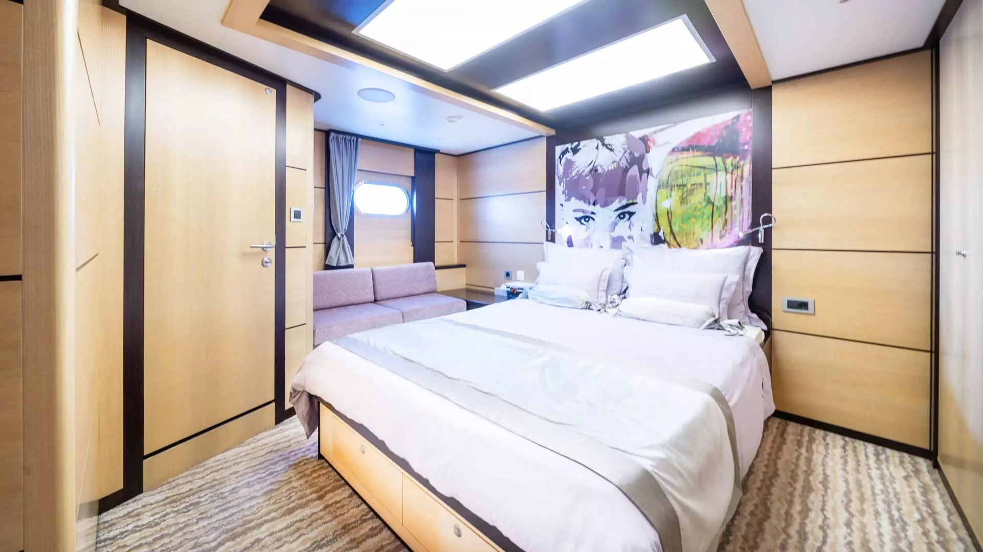 Master cabin aboard yacht