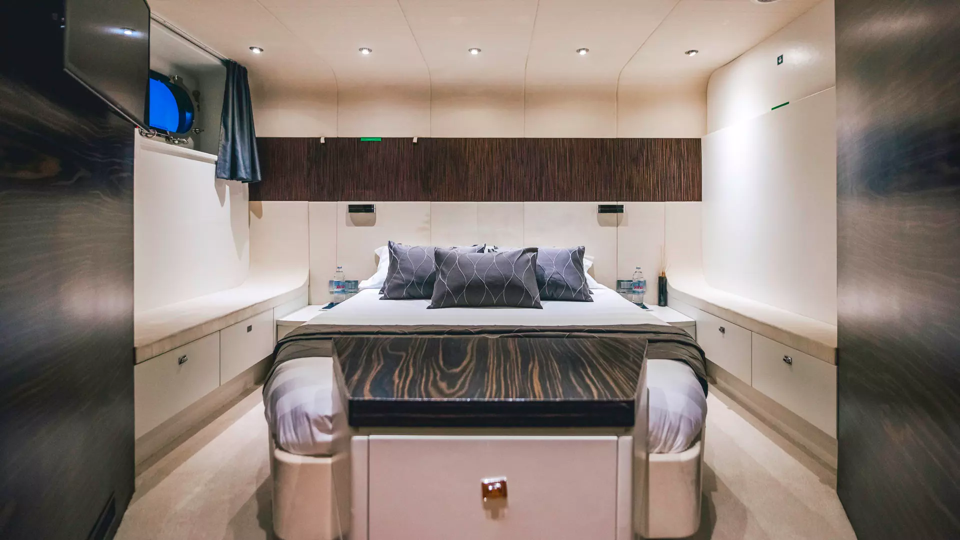 Double cabin of luxury yacht