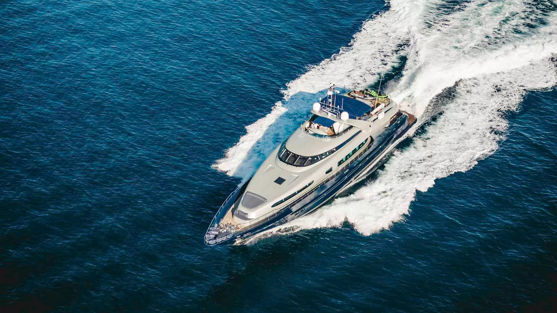 Aerial view of luxury yacht