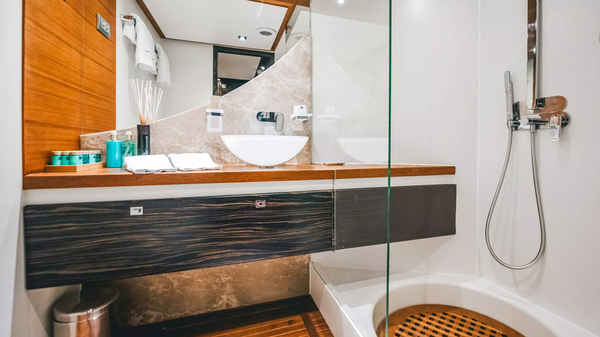 Twin cabin bathroom