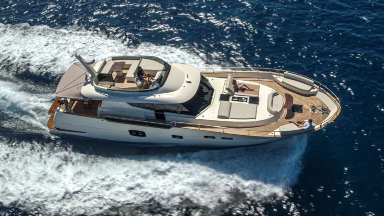Top view of luxury yacht