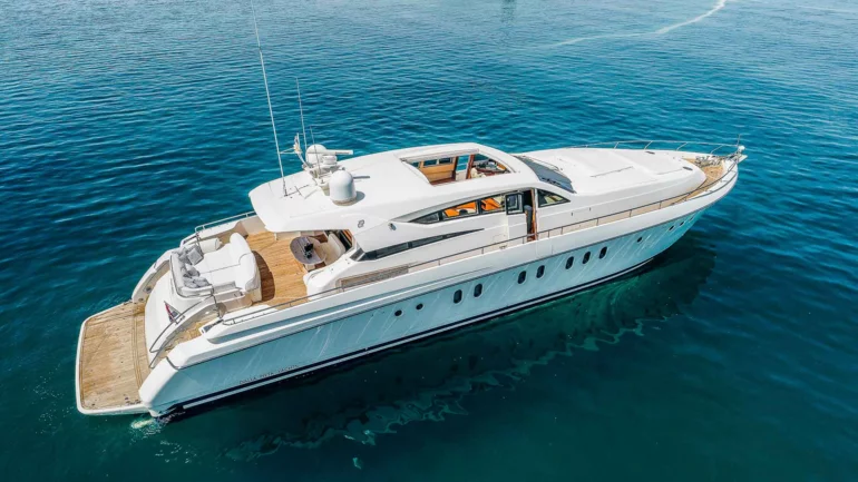 Side view of luxury yacht