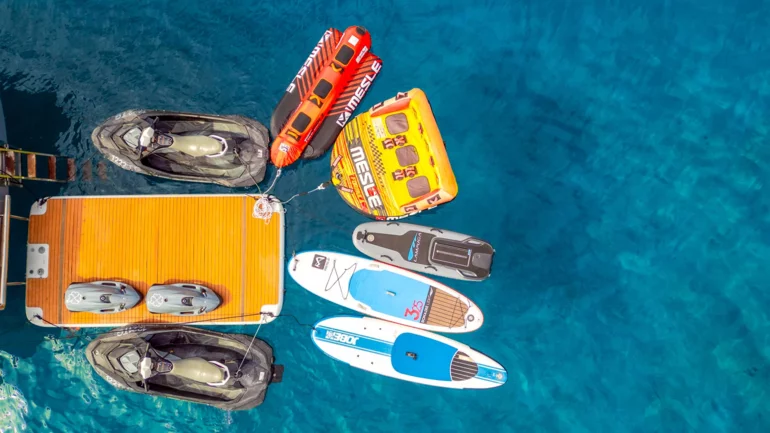Water toys in the sea