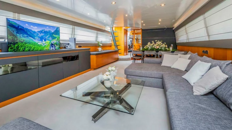 Interior view of yacht salon