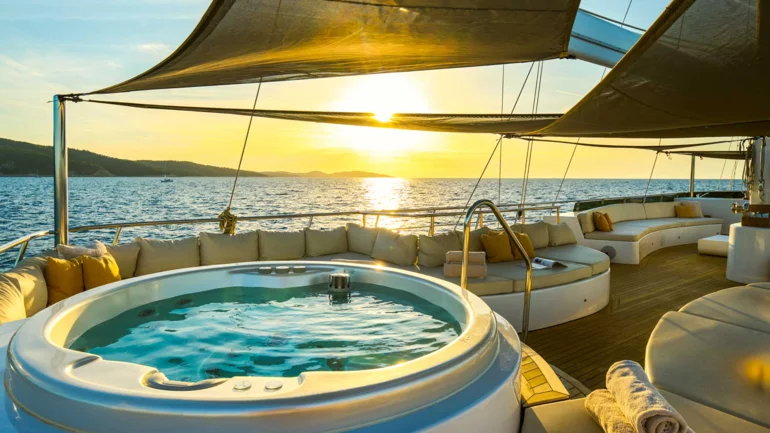 Jacuzzi aboard a luxury yacht