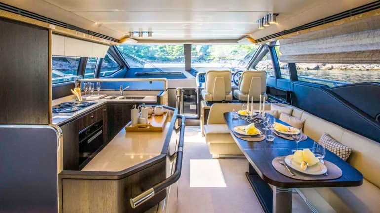 Salon aboard a luxury yacht