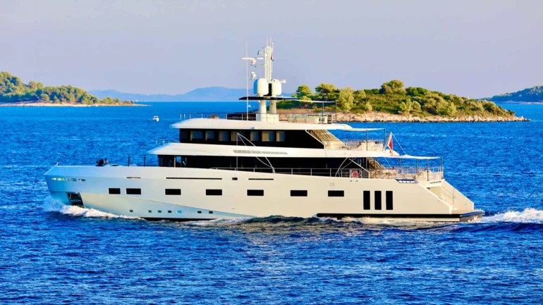 Yacht cruising across the sea
