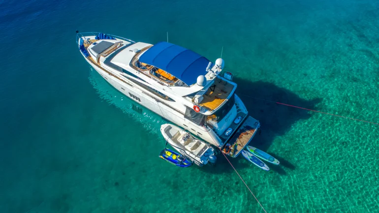 Water toys aboard a luxury yacht